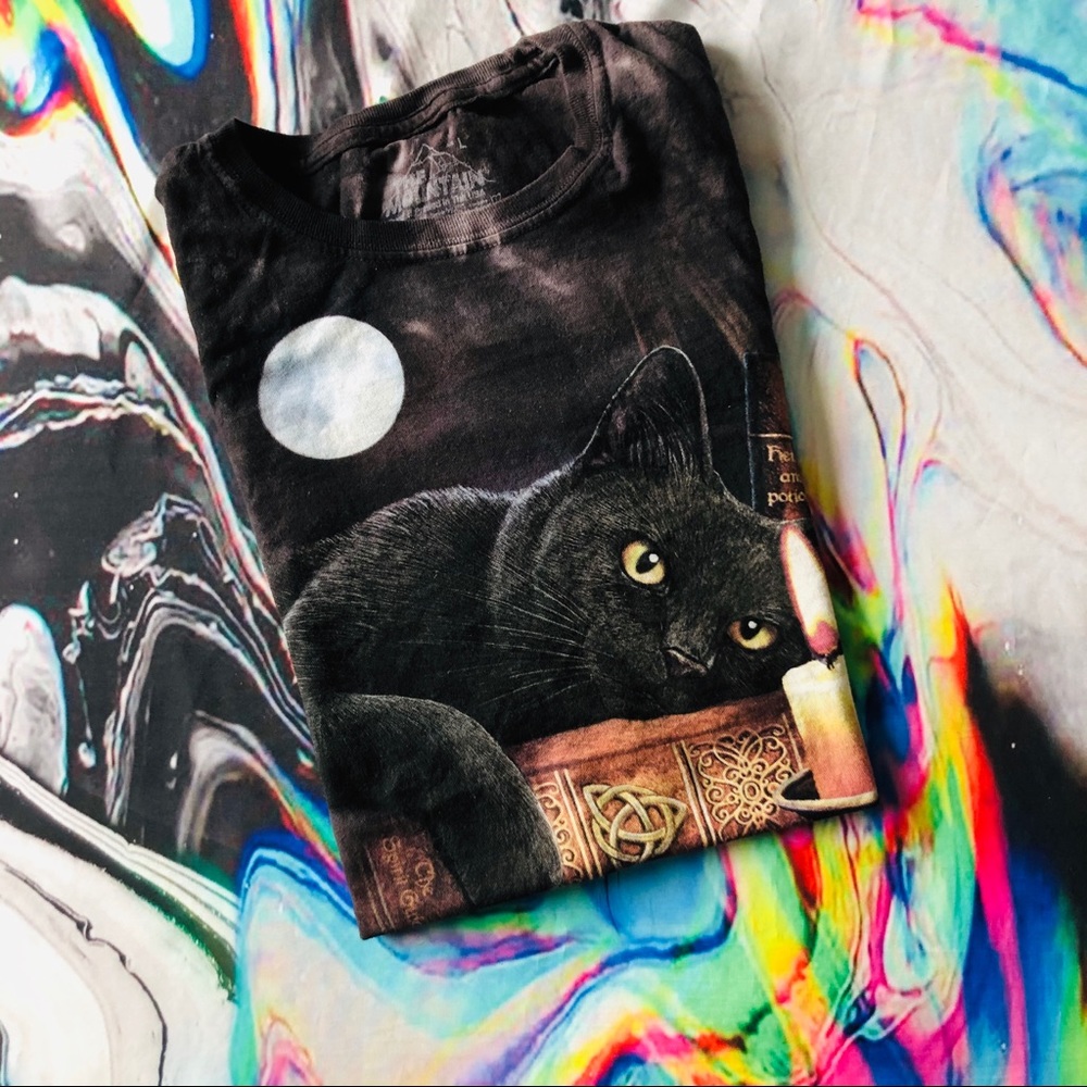 The Mountain Black Cat Full Moon Witch Familiar T